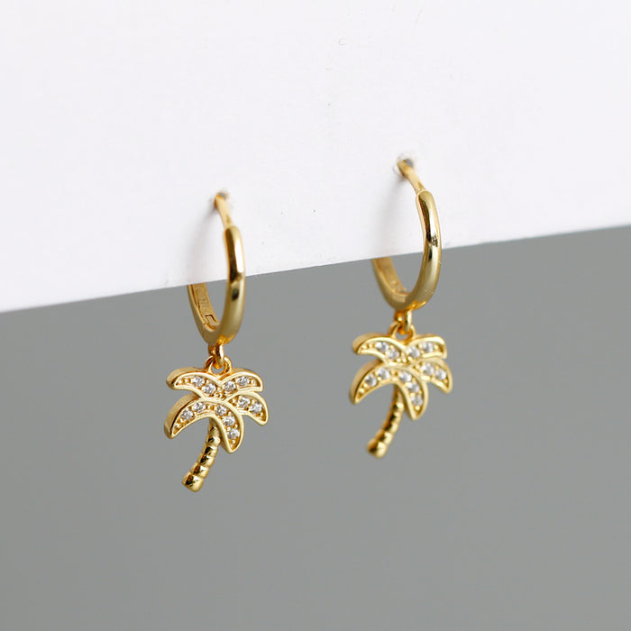 Palm Tree Zirconia Hoops.